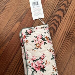 Sezane Floral Quilted Hosiery Pouch - Pink and Green Socks